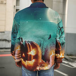 Scary Halloween Pumpkin Print Men's Shirt Jacket