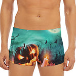 Scary Halloween Pumpkin Print Men's Short Boxer Briefs