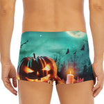 Scary Halloween Pumpkin Print Men's Short Boxer Briefs