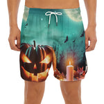 Scary Halloween Pumpkin Print Men's Split Running Shorts