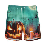 Scary Halloween Pumpkin Print Men's Sports Shorts