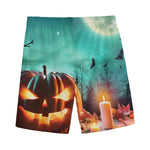 Scary Halloween Pumpkin Print Men's Sports Shorts