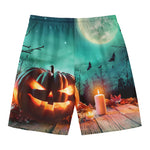 Scary Halloween Pumpkin Print Men's Swim Trunks