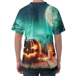 Scary Halloween Pumpkin Print Men's Velvet T-Shirt
