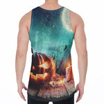 Scary Halloween Pumpkin Print Men's Velvet Tank Top