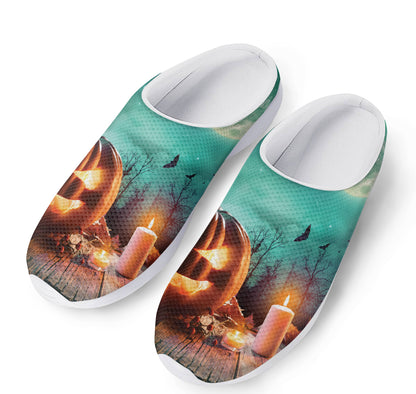 Scary Halloween Pumpkin Print Mesh Casual Shoes