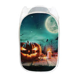 Scary Halloween Pumpkin Print Mesh Laundry Hamper