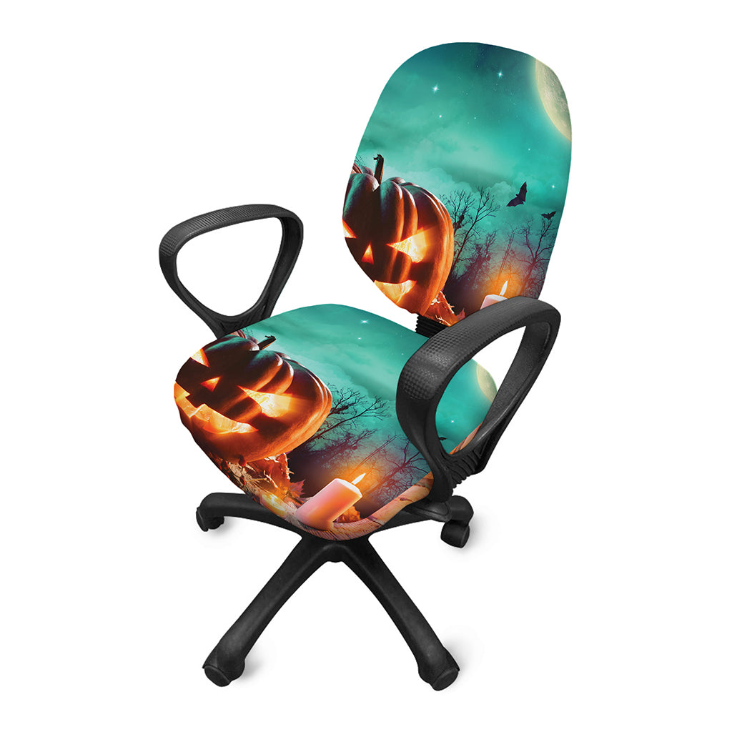 Scary Halloween Pumpkin Print Office Chair Cover