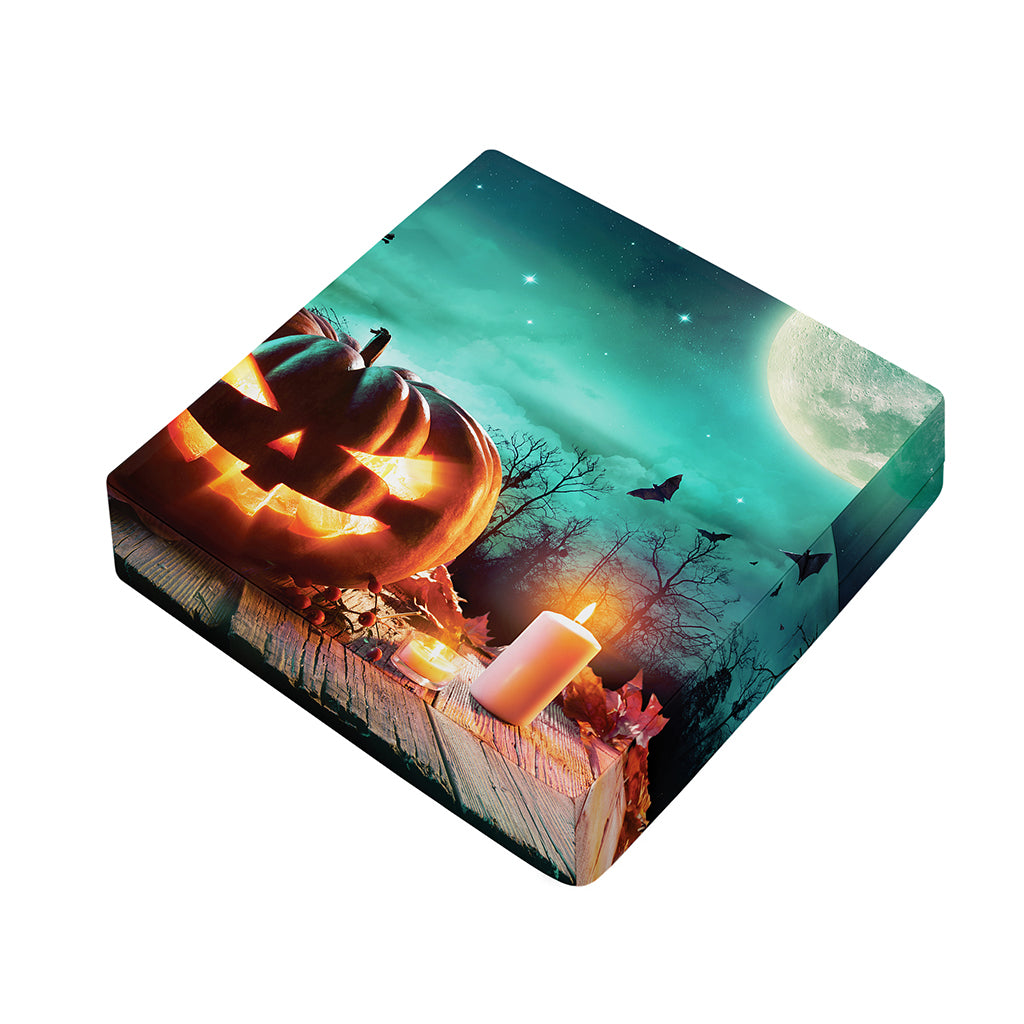 Scary Halloween Pumpkin Print Outdoor Seat Cushion Cover