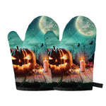 Scary Halloween Pumpkin Print Oven Mitts