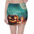 Scary Halloween Pumpkin Print Pencil Mini Skirt