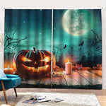 Scary Halloween Pumpkin Print Pencil Pleat Curtains