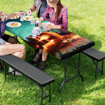 Scary Halloween Pumpkin Print Picnic Table Cover