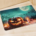 Scary Halloween Pumpkin Print Polyester Doormat