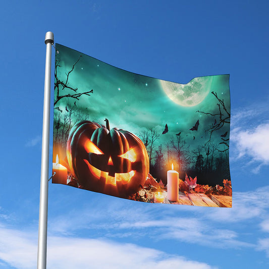 Scary Halloween Pumpkin Print Polyester Flag