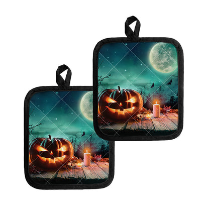 Scary Halloween Pumpkin Print Pot Holders