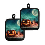 Scary Halloween Pumpkin Print Pot Holders