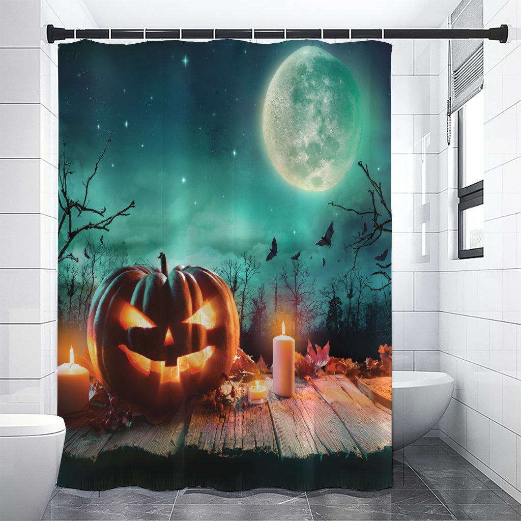 Scary Halloween Pumpkin Print Premium Shower Curtain