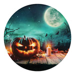 Scary Halloween Pumpkin Print Round Blanket