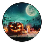 Scary Halloween Pumpkin Print Round Floor Mat
