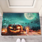 Scary Halloween Pumpkin Print Rubber Doormat