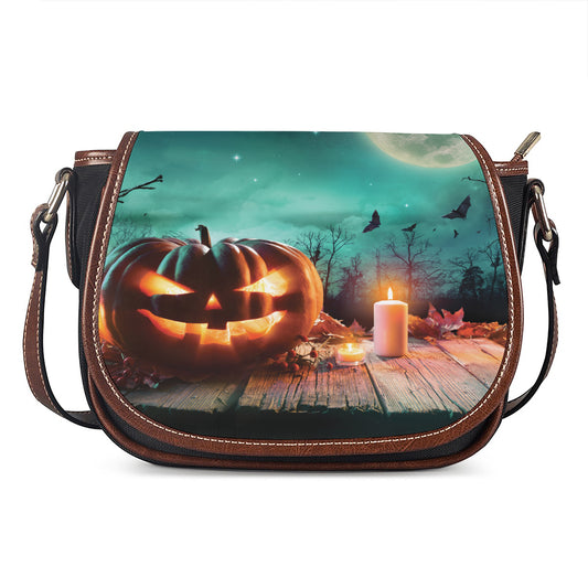 Scary Halloween Pumpkin Print Saddle Bag