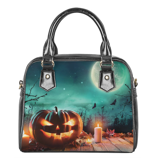 Scary Halloween Pumpkin Print Shoulder Handbag