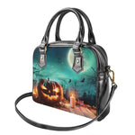 Scary Halloween Pumpkin Print Shoulder Handbag