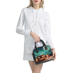 Scary Halloween Pumpkin Print Shoulder Handbag