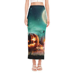 Scary Halloween Pumpkin Print Side Slit Maxi Skirt