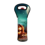 Scary Halloween Pumpkin Print Single Neoprene Wine Tote