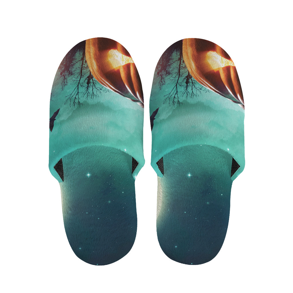 Scary Halloween Pumpkin Print Slippers