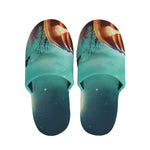 Scary Halloween Pumpkin Print Slippers