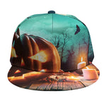 Scary Halloween Pumpkin Print Snapback Cap