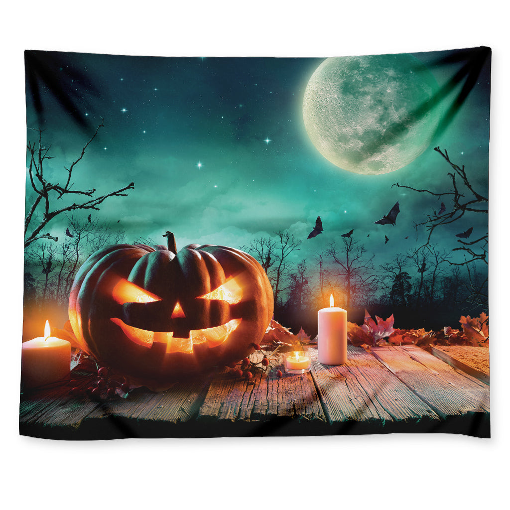 Scary Halloween Pumpkin Print Tapestry