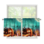 Scary Halloween Pumpkin Print Tier Curtains