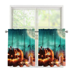 Scary Halloween Pumpkin Print Tier Curtains