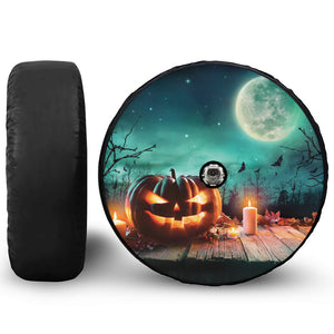 Scary Halloween Pumpkin Print Tire Cover With Camera Hole