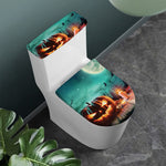Scary Halloween Pumpkin Print Toilet Lid And Tank Cover Set