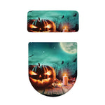 Scary Halloween Pumpkin Print Toilet Lid And Tank Cover Set