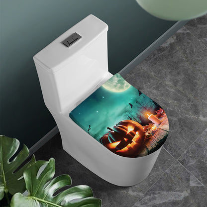 Scary Halloween Pumpkin Print Toilet Lid Cover