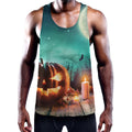 Scary Halloween Pumpkin Print Men's Workout Tank Top