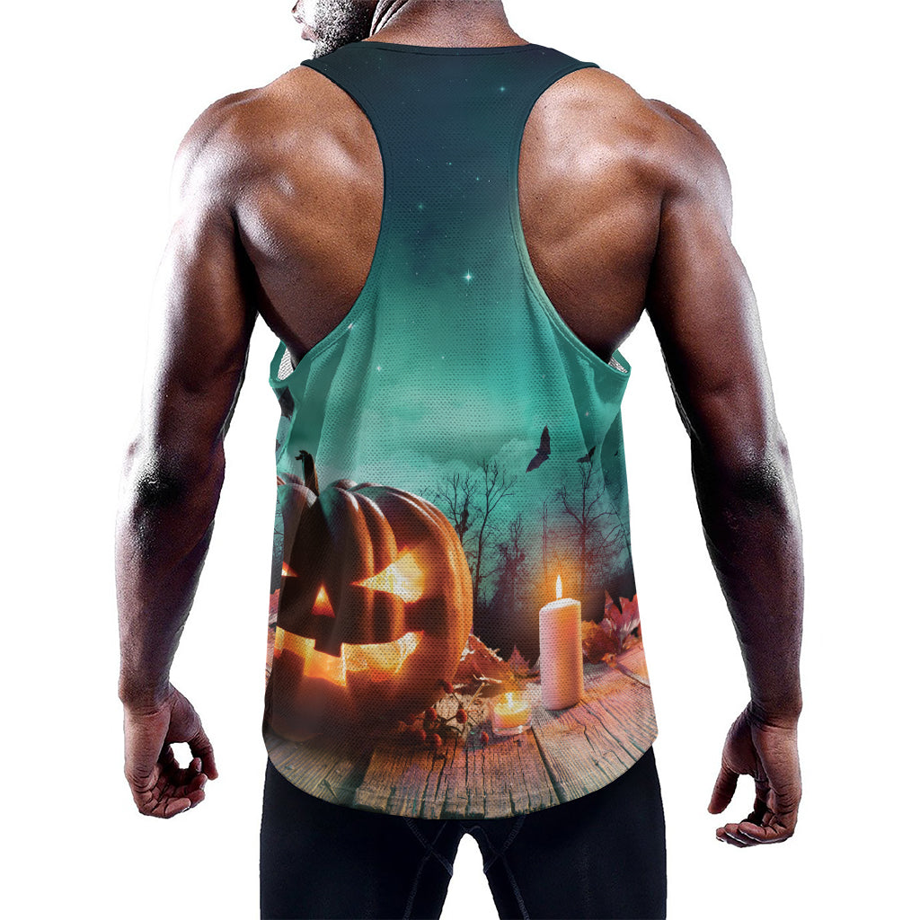 Scary Halloween Pumpkin Print Training Tank Top