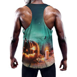 Scary Halloween Pumpkin Print Training Tank Top
