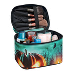 Scary Halloween Pumpkin Print Travel Makeup Bag