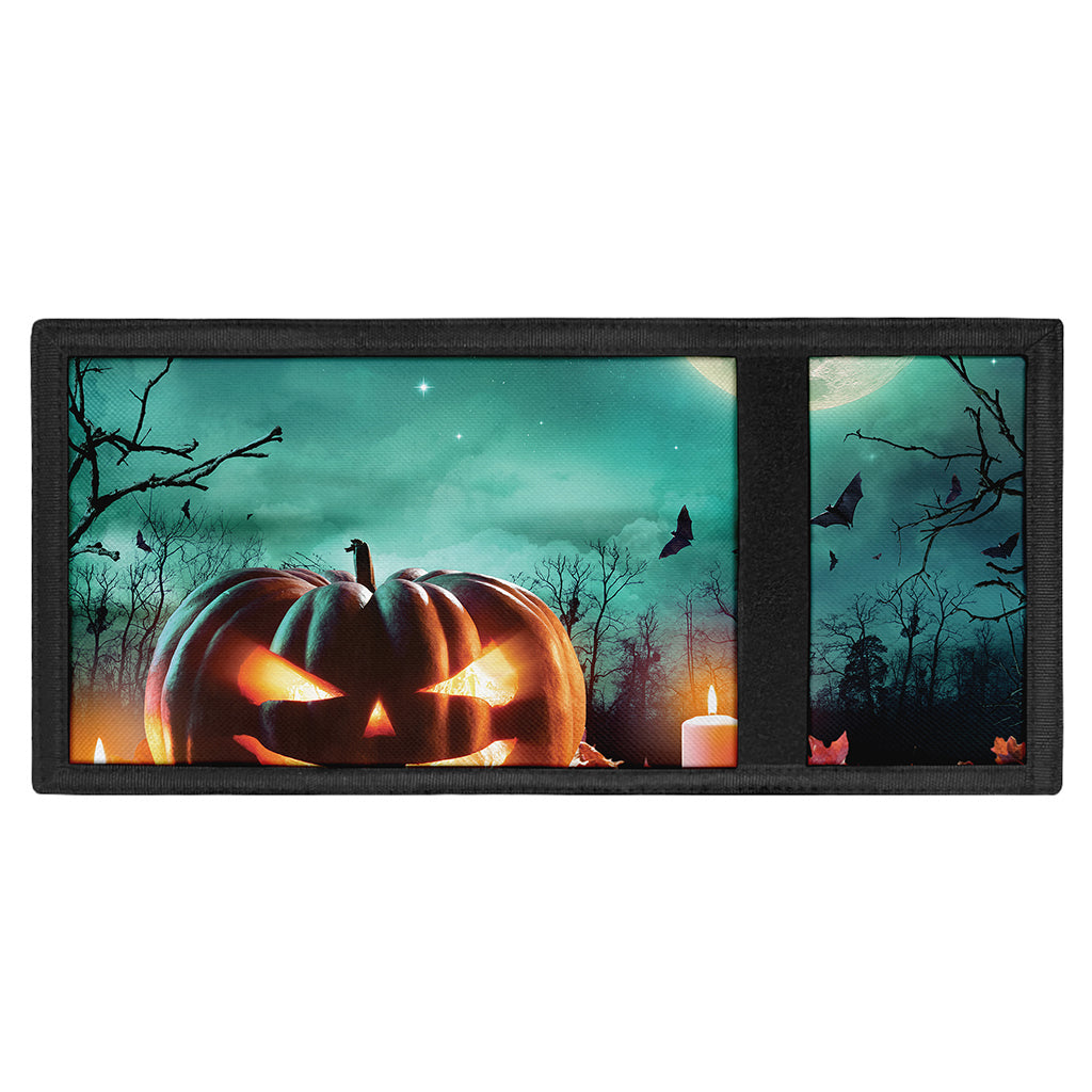Scary Halloween Pumpkin Print Trifold Wallet
