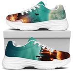 Scary Halloween Pumpkin Print White Chunky Shoes