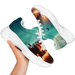 Scary Halloween Pumpkin Print White Chunky Shoes