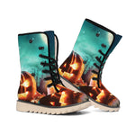 Scary Halloween Pumpkin Print Winter Boots