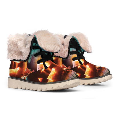 Scary Halloween Pumpkin Print Winter Boots